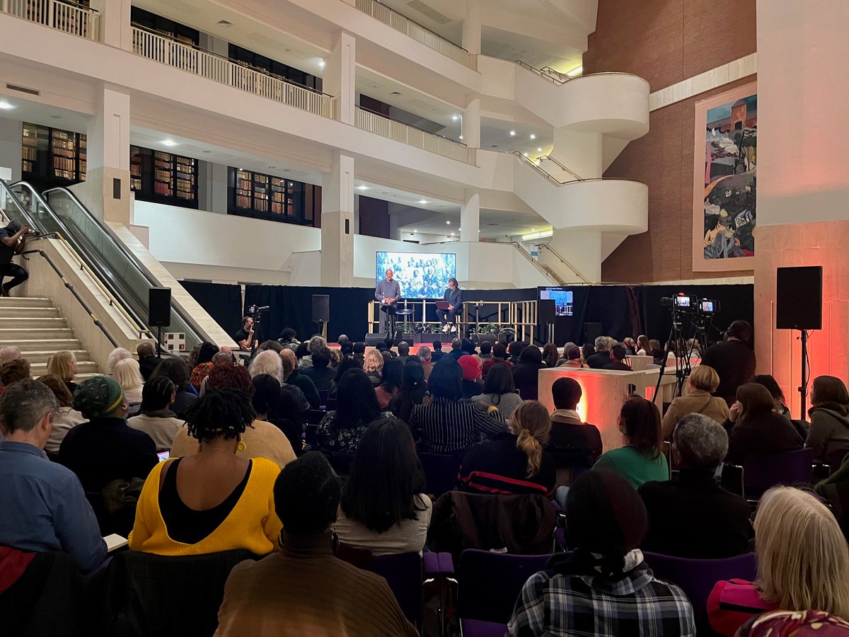 eventsBL's tweet photo. "England is a country of migrants..."

@hakimadi1 and @DavidOlusoga discussing A History of African and Caribbean People in Britain with a packed house in the @britishlibrary https://t.co/ObGyXs5DsR