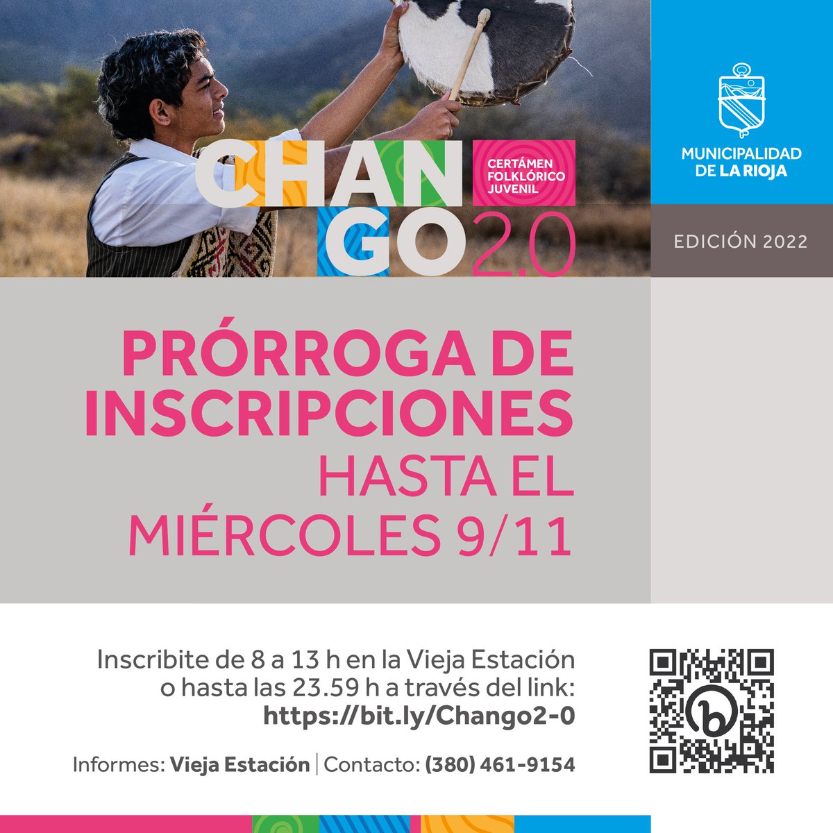 📌 Último día para inscribirte al certamen "Chango" ➡️ bit.ly/Chango2-0

No te quedes afuera. 👇🏻