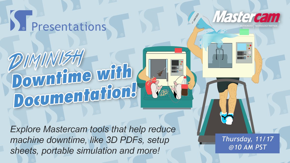 Streamingteach's tweet photo. Looking for a way to reduce your machine downtime? Documenting is a great way! Our presentation on 11/17 will cover #Mastercam documentation tools, setup sheets, printed vs. digital setup packets, and more
https://t.co/mMrJmzVCYe 
#manufacturing #freewebinar https://t.co/P55Vp4VxMQ