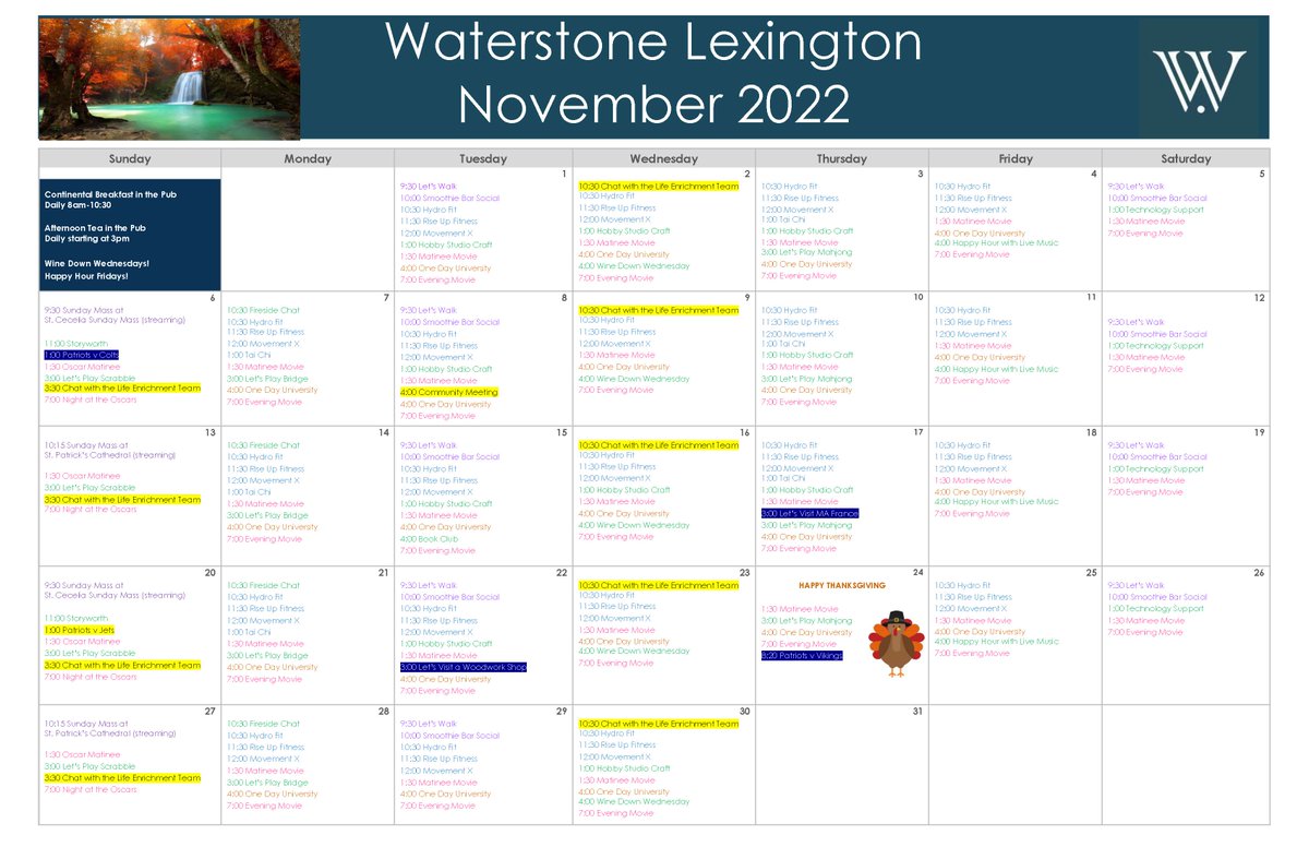 WaterstoneLex's tweet image. November is here, and we're so excited about what's to come at #WaterstoneOfLexington this month! Discover all of the events, activities and classes we have planned for our residents. ⬇

To learn more about our programming, visit our website today. bit.ly/3C6jxIQ