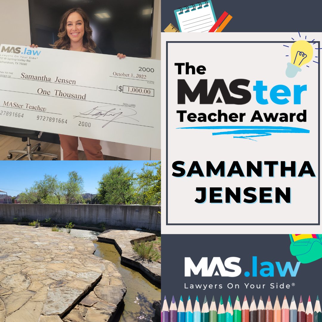 Thank you, Miss Jensen, for giving us the opportunity to recognize you for everything you do for the children of Richard J. Lee Elementary!
To read our interview with Samantha Jensen:
mas.law/blog/2022/nove…
And check out Richard J. Lee Elementary @
coppellisd.com/Page/5867