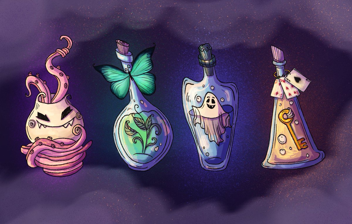 Potions match factions and will be redeemable in exchange for $RUNES (auto-generated once your NFT is locked) 

Each potion will allow a Neophyte from ANY faction to evolve, adding a trait from this potion type 🧪

Which potion do you want ? RT for a chance to win a Neophyte