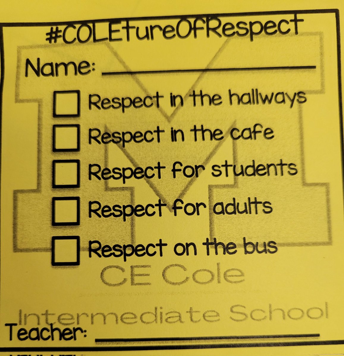 CoolColeMuhls's tweet photo. First Day for #COLEtureOfRespect reward lunches.  Students have been working hard and showing respect to earn #COLEtureOfRespect tickets.  On Fridays, the raffle winners earn lunch with administrators and an ice cream treat!  Congratulations everyone!💙💛 https://t.co/RMFmgqBBDC