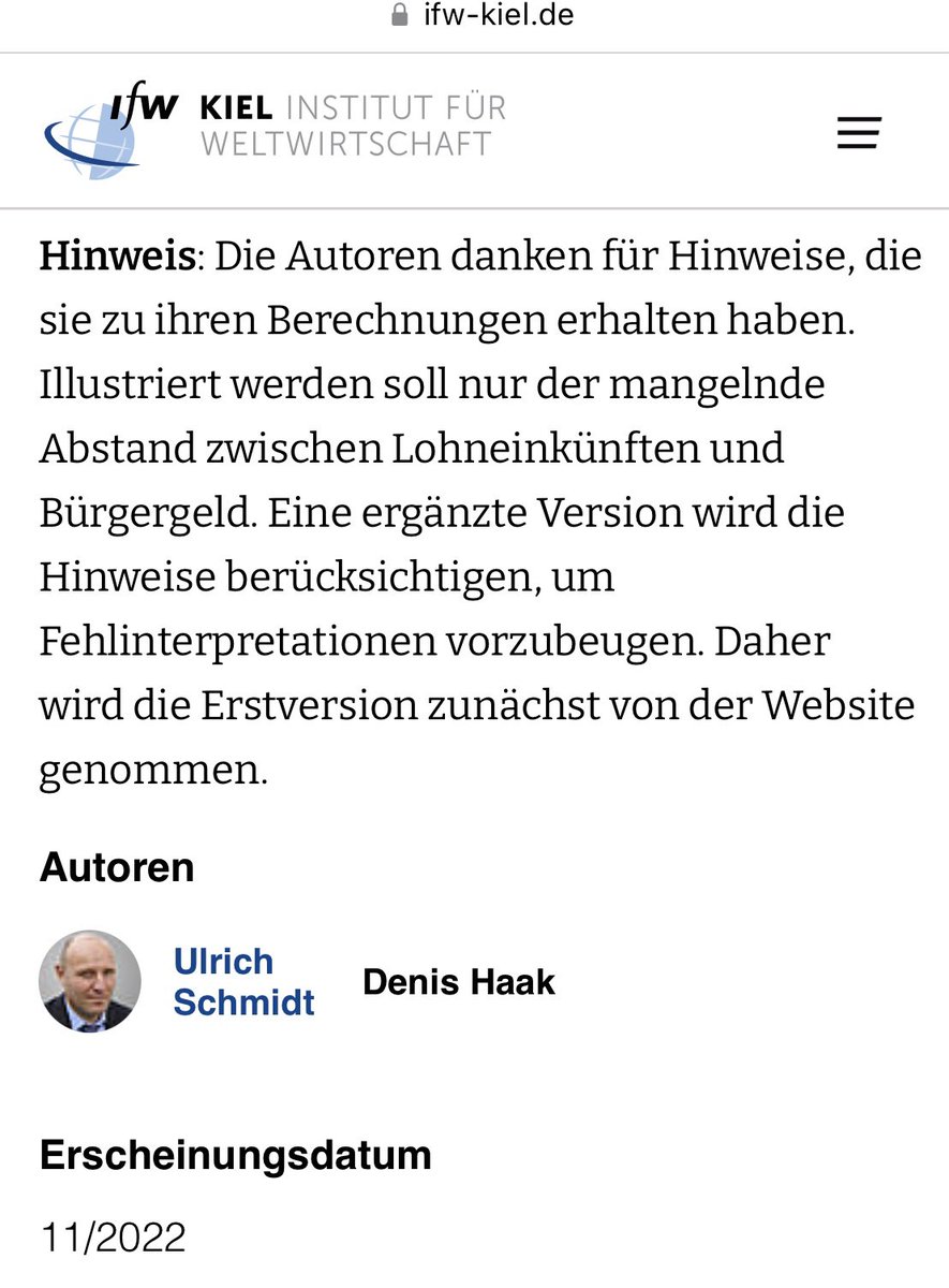 Das Papier des IfW Kiel, auf das Carsten #Linnemann #CDU <a href="/MIT_bund/">Mittelstands- und Wirtschaftsunion (MIT)</a> sich bei #Illner bezog, zeichnete ein völlig falsches Bild. Fatal, dass dieses in Medien offenbar ungeprüft millionenfach verbreitet wurde. Überfällig, dass es nun vom Markt genommen wurde. ifw-kiel.de/de/publikation…