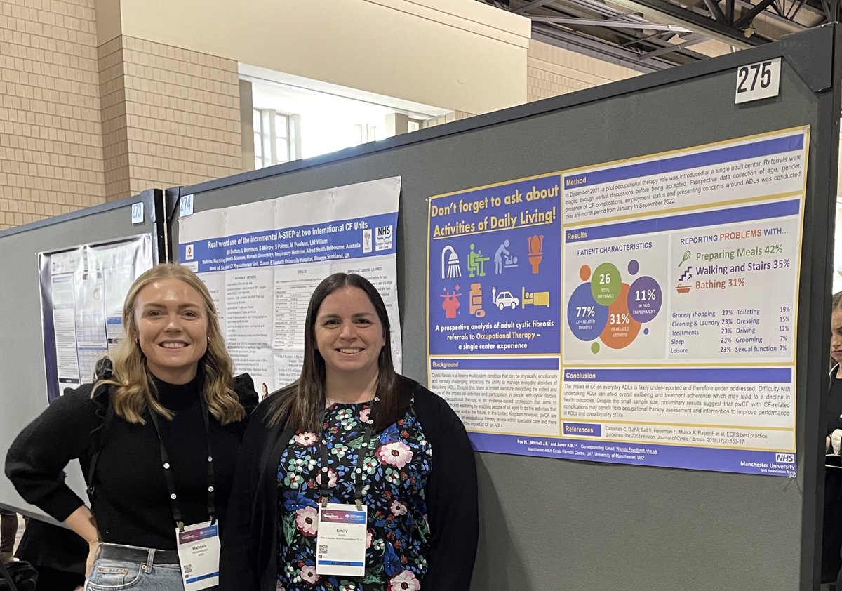 EmilySmithCF's tweet photo. Very lucky to be able to present this poster on behalf of the one and only Wendy. Every CF Team needs an OT! #CysticFibrosisOT #NACFC2022 #OccupationalTherapy https://t.co/wO5ENBWVRg