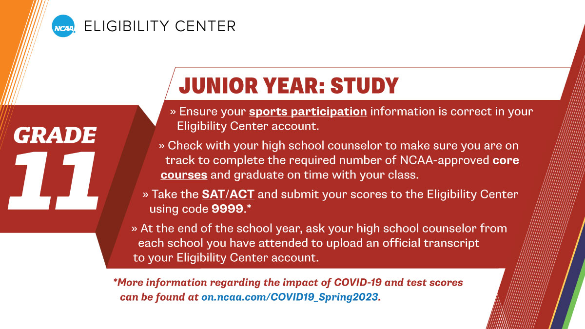 Junior year is important in the recruiting and initial-eligibility process. Stay up to date on what to do!

➡️ on.ncaa.com/HSTimeline