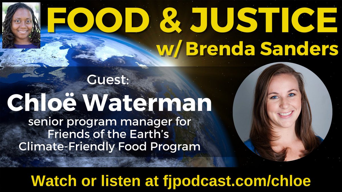 Watch @fjpodcast's <a href="/VeganQueenBee/">シュテルンクリガー</a> Brenda Sanders interview <a href="/chlowaterman/">Chloe Waterman</a> of <a href="/foe_us/">Friends of the Earth (Action)</a> Friends of the Earth’s on policy and markets campaigns to advance a healthy, climate-friendly food system at fjpodcast.com/chloe #environmentaljustice #publichealth #racialjustice #CAFOs