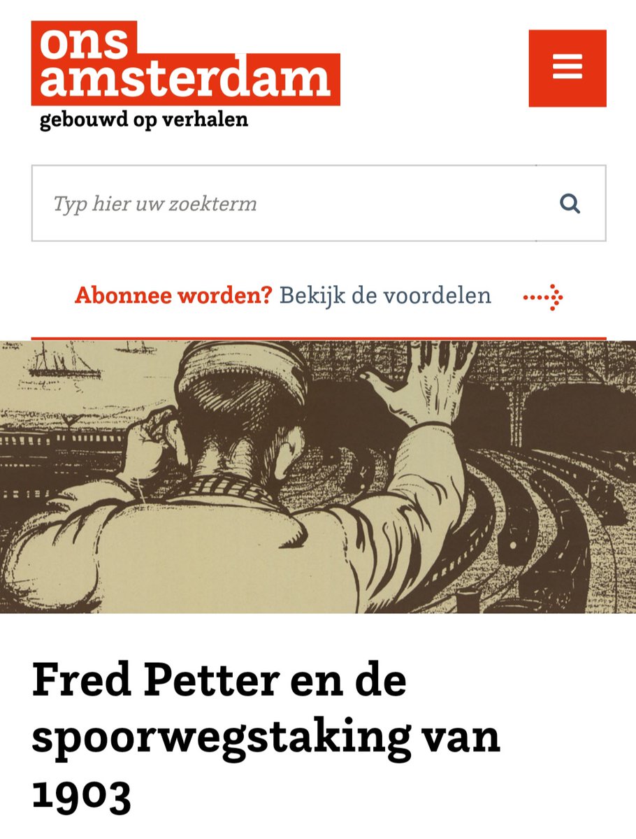 Fred Petter en de spoorwegstaking van 1903
Door Peter Paul <a href="/Kleinlooh/">Peter Paul Kleinlooh</a>

Mooi eerbetoon voor de stakingsheld van de eerste landelijke spoorordening in Nederland (1903)
119 jaar na 6 spoorstakingsdagen dit jaar.
onsamsterdam.nl/fred-petter