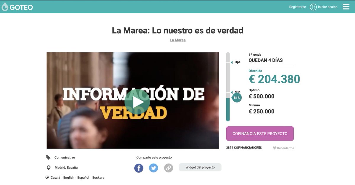 RedEcofeminista's tweet photo. ¡Apoyemos al periodismo independiente y #ecofeminista 💚💜! ¡les queda muy poco para completar el objetivo!

Si podéis aportar vuestro granito de arena ⤵️

La Marea: Lo nuestro es de verdad Por: @lamarea_com : https://t.co/vuMwhZJcLc #Goteo https://t.co/t9mVF9qcRF