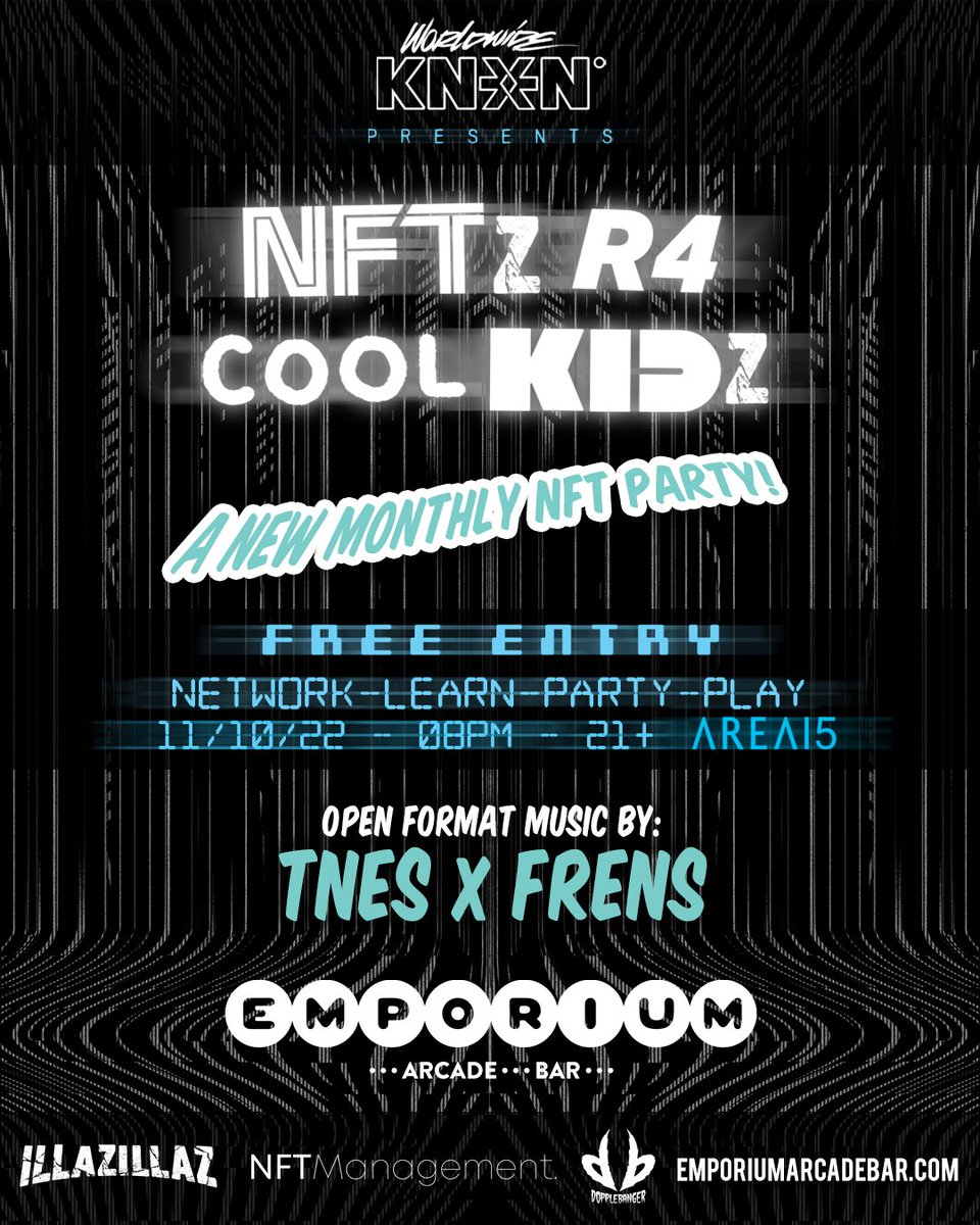 We are starting a new monthly NFT party next week Thursday! <a href="/emporiumlv/">emporiumlv</a> <a href="/AREA15official/">AREA15</a> Come network with fellow artists, brands and web3 builders. All experience levels are welcomed.  We would love to educate noobs and show them the power of the blockchain.  #vegas