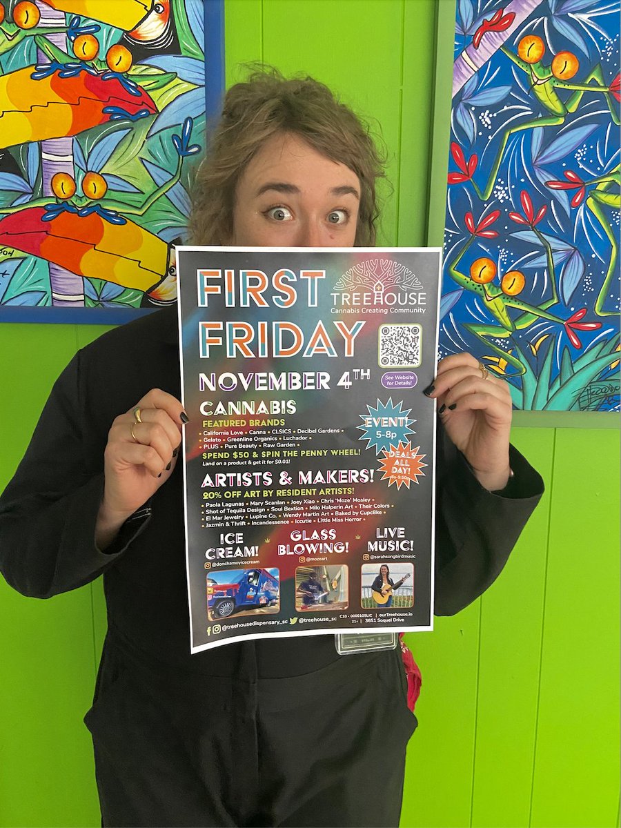 Treehouse_SC's tweet image. 🌈 ¿Qué mejor manera de empezar el mes que una celebración del arte, cannabis y Santa Cruz?

🌟 ¡Ven a Treehouse HOY (11/04) de 5 a 8 p. m. para disfrutar de música en vivo, henna, helados, increíbles oportunidades de regalos hechas por pequeñas empresas y mucho más!