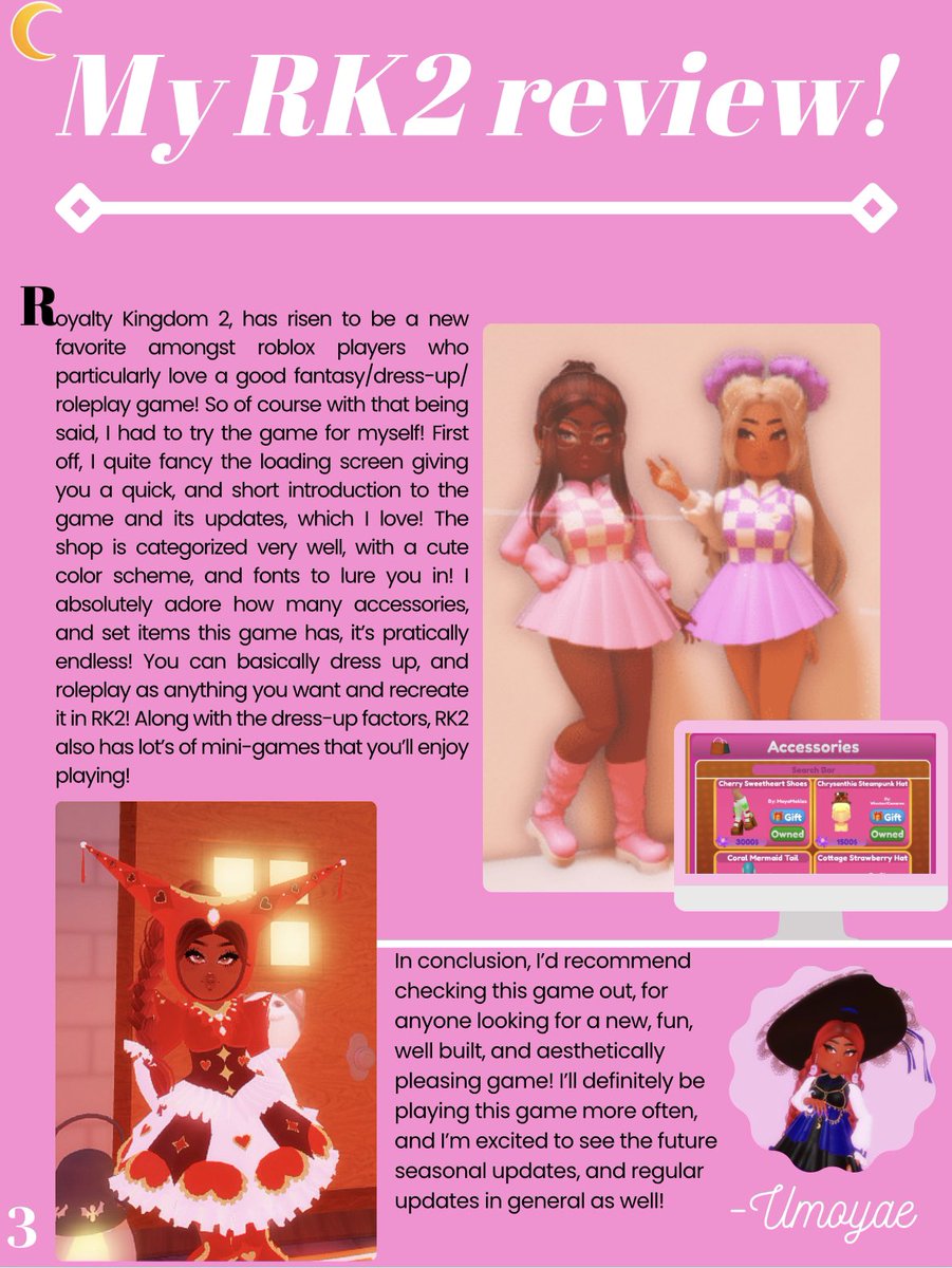 Umoyae’s Top Model Magazine 
Issue 10#
In this issue read about:

Day of the dead
The history of soul food
My RK2 review
The hidden history of “Thanksgiving”
Community creations of the month
And the future of my magazine

Likes and retweets appreciated! #rtc #rk2 #rhtc