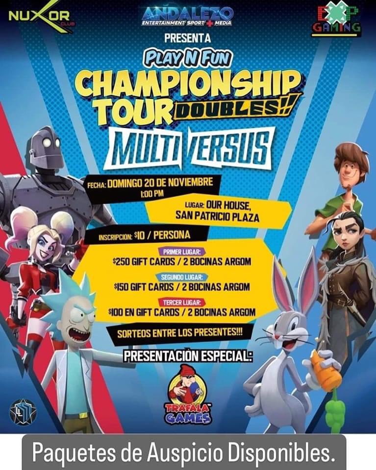 expgamingPR's tweet image. Llego el día familia ya estan abierto los registros para Play N Fun ChampionShip Tour Doubles Multiversus y venimos más fuerte que el anterior con doble eliminación y premios masivos.

Registrarte Hoy en 
start.gg/tournament/pla…

#multiversus #pcgaming #EXPGaming