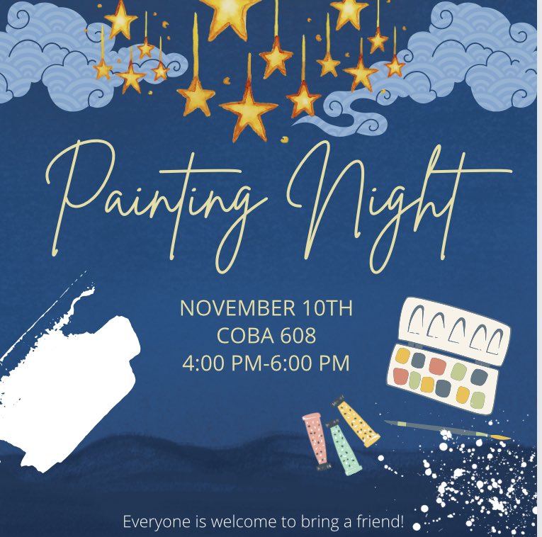 uta_wib's tweet photo. Come relax with us and paint for our 2nd social of the semester! 🎨🌟🌌 https://t.co/wDtd3pRYw6