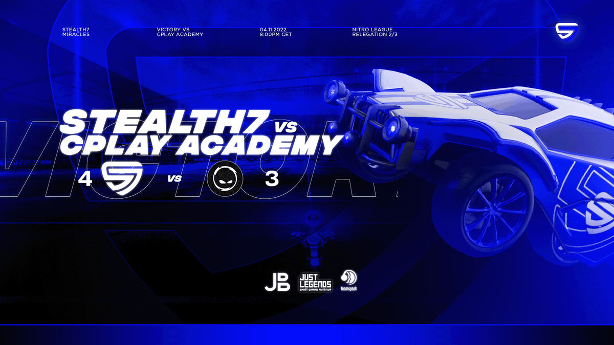 Stealth7eSports's tweet photo. #Victory

Stealth7 Miracles (4) vs (3) @CPLAYgg #Academy

A tough game but we could make the comeback!😈

#S7CPL #S7 #S7fam #RocketLeague https://t.co/ClwO8NILQ6