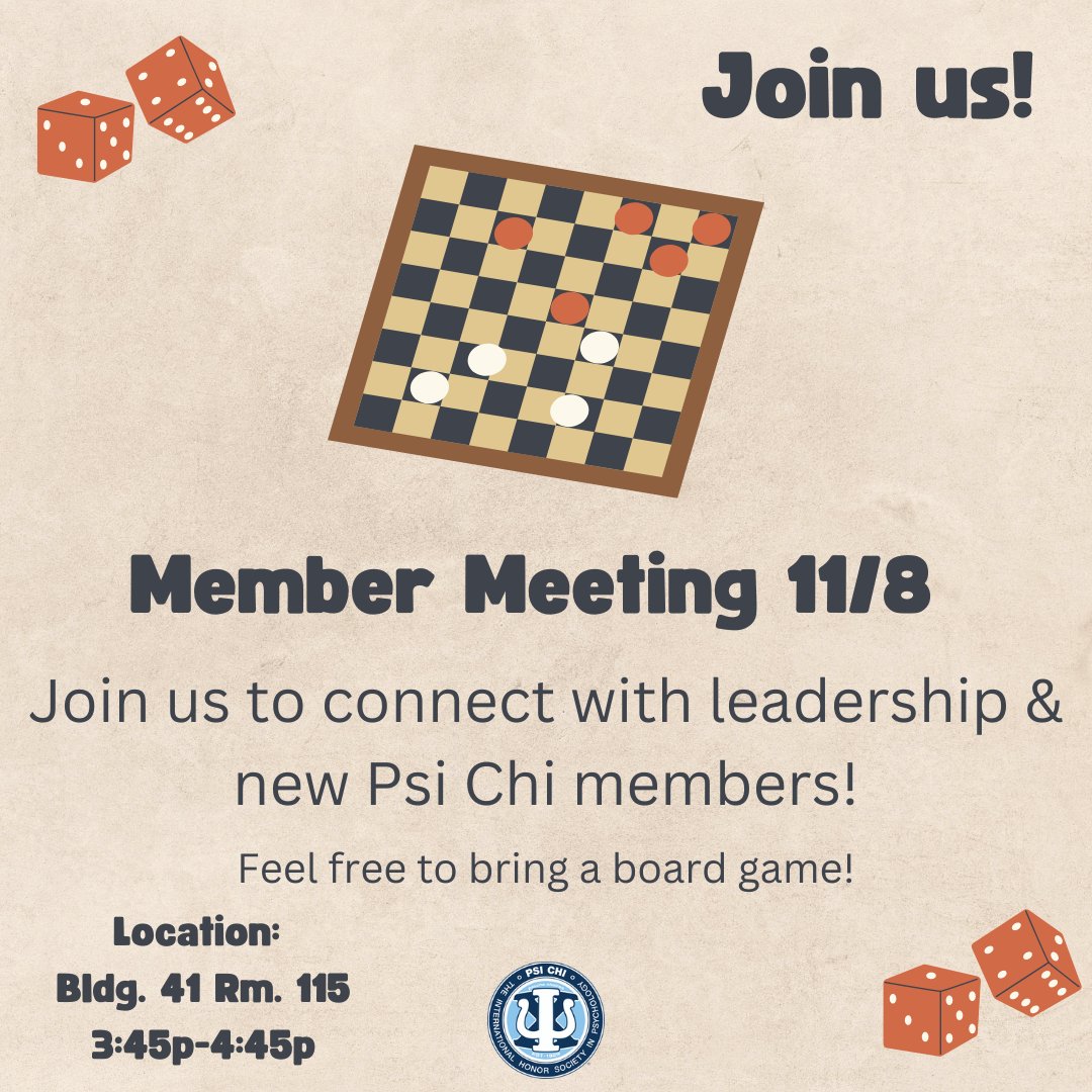 PsiChiUWF's tweet photo. Our next member meeting will be a Game Night! We hope to see everyone there! https://t.co/cxsgyrGISr