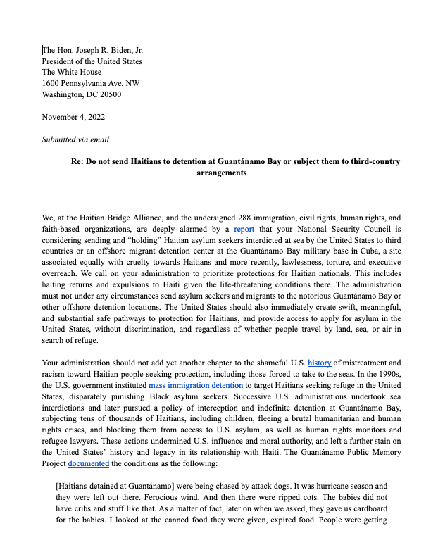 When it comes to Haitians seeking refuge and protection, the answer is always violence, inhumane treatment, and human rights violations. We’re joining @haitianbridge and 288 other groups calling on @POTUS to stop his plans of refusing safety to Haitians. bit.ly/3sZ5gb2