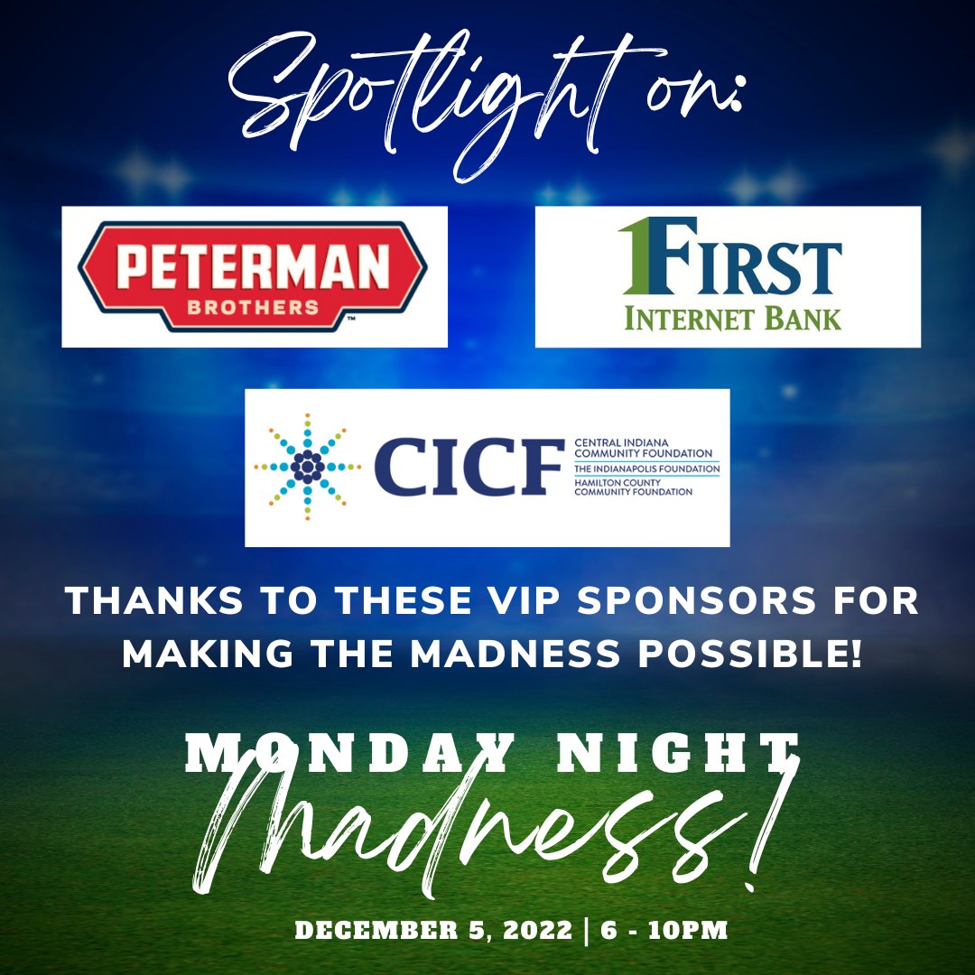 Kids' Voice of Indiana (@kidsvoicein) on Twitter photo Only a few tables are left! THANK YOU Peterman Brothers, <a href="/firstib/">First Internet Bank</a>, Central Indiana Community Foundation, Hamilton County Community Foundation and The Indianapolis Foundation for helping us make the night GREAT!
Last Sponsorship Spots Available: kidsvoicein.org/monday-night-m… Only a few tables are left! THANK YOU Peterman Brothers, <a href="/firstib/">First Internet Bank</a>, Central Indiana Community Foundation, Hamilton County Community Foundation and The Indianapolis Foundation for helping us make the night GREAT!
Last Sponsorship Spots Available: kidsvoicein.org/monday-night-m…