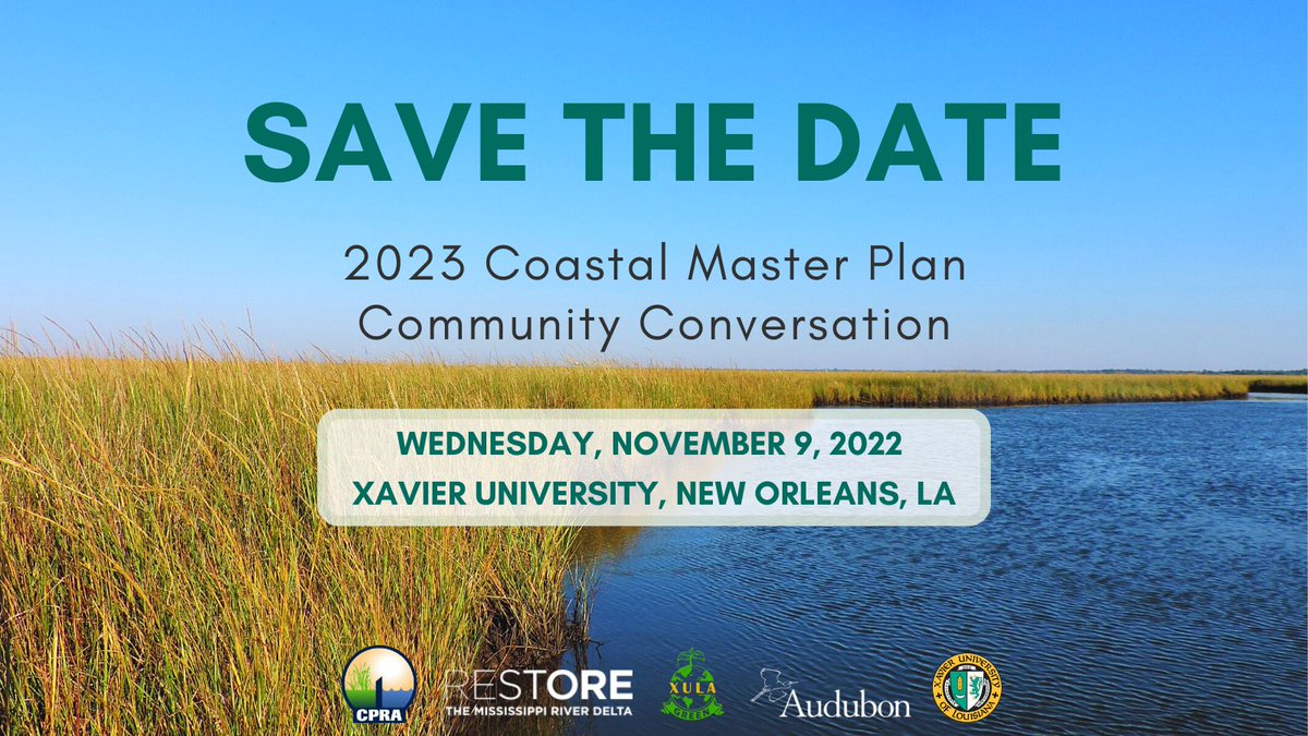 Don't forget! Audubon Louisiana is co-hosting a Community Conversation with CPRA and other local partners around the 2023 Coastal Master Plan tonight at Xavier University! Be sure to register here: eventbrite.com/e/444268889207