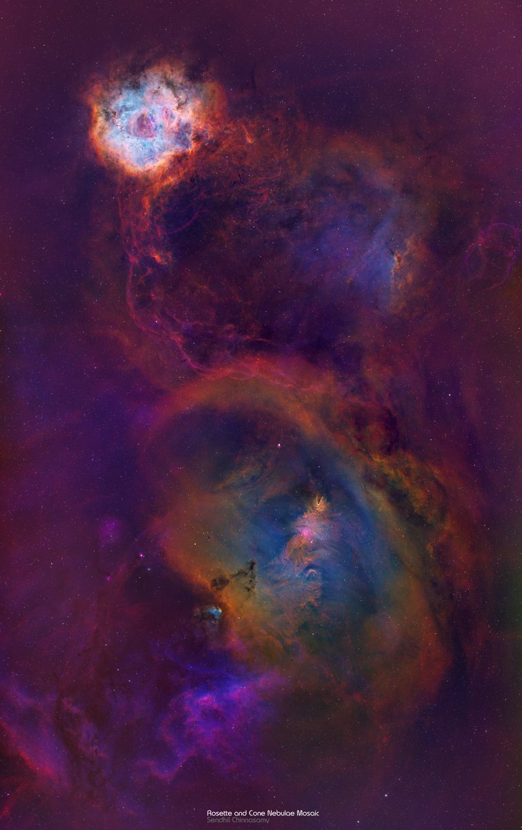 Rosette Cone Nebula three panel mosaic

Exposure: ~47 hours

Takahashi FSQ106ED + F/3 0.6 Reducer + ESATTO + Chroma LRGB + QHY600M 

<a href="/QHYCCD/">QHYCCD</a> 
#Astrophotography