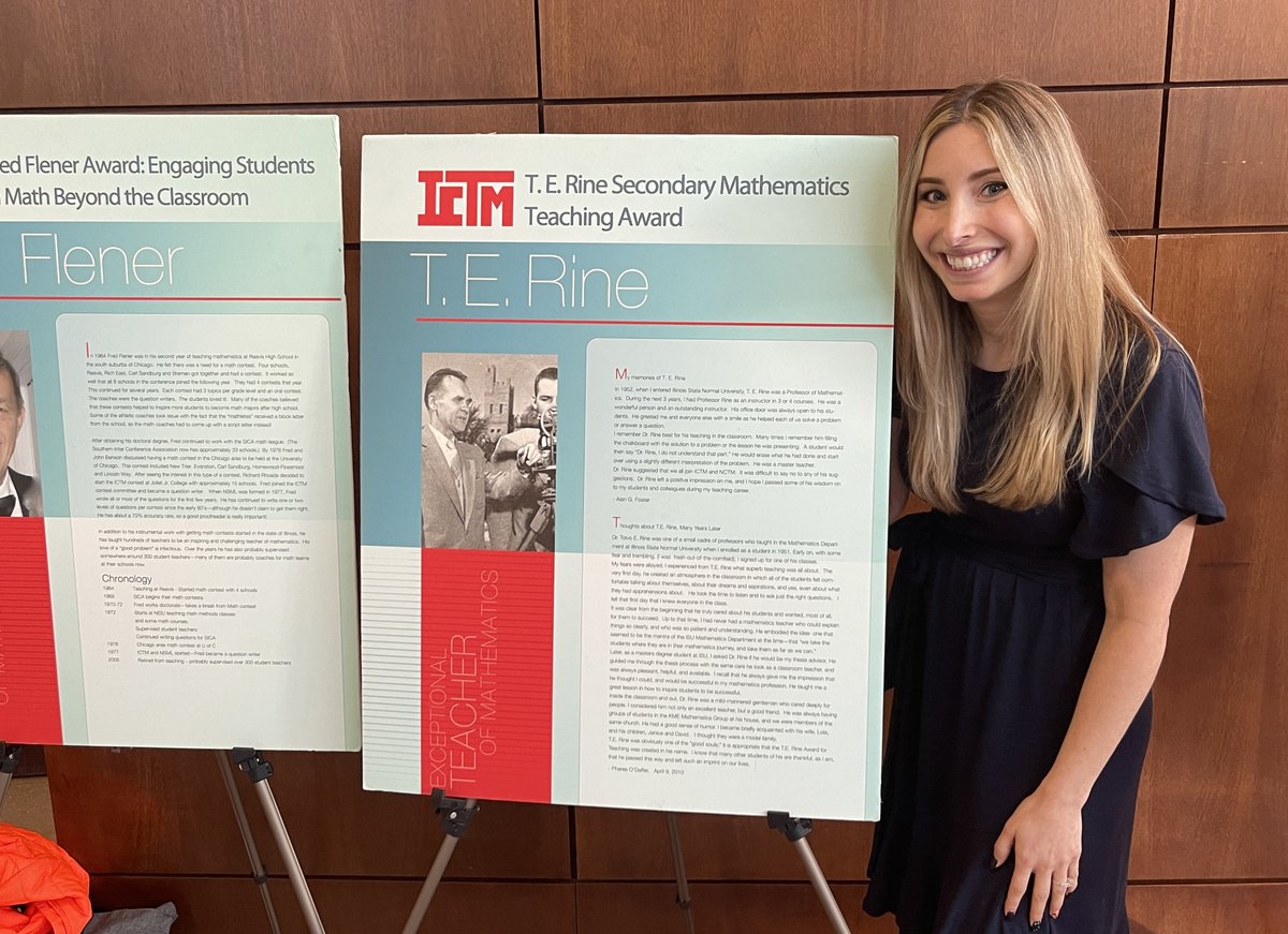 ETHSWildkits's tweet photo. It adds up! ETHS Math Teacher Lara DeMoya received the T.E. Rine Award for Excellence in Secondary Mathematics Teaching at the @MathICTM Conference. Way to go! #math #wildkitway #mathictm
More: https://t.co/NTn6PuPuFp https://t.co/WgVnvwAxKn