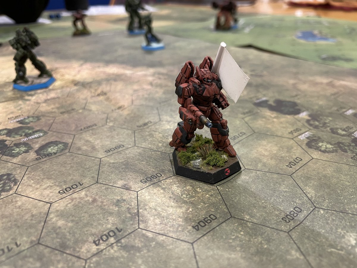 _1N51_'s tweet photo. #MechsOnTheTable 🤩
Played a match of capture the flag today. My #WolfsDragoons #AlphaRegiment was supported by a #BlackWidowCompany #PhoenixHawk. Opponent: #LyranCommonwealth.
We had a ton of fun and the Dragoons brought home the flag 😊
@Myrkul175 #Battletech https://t.co/xAQZXilWeF