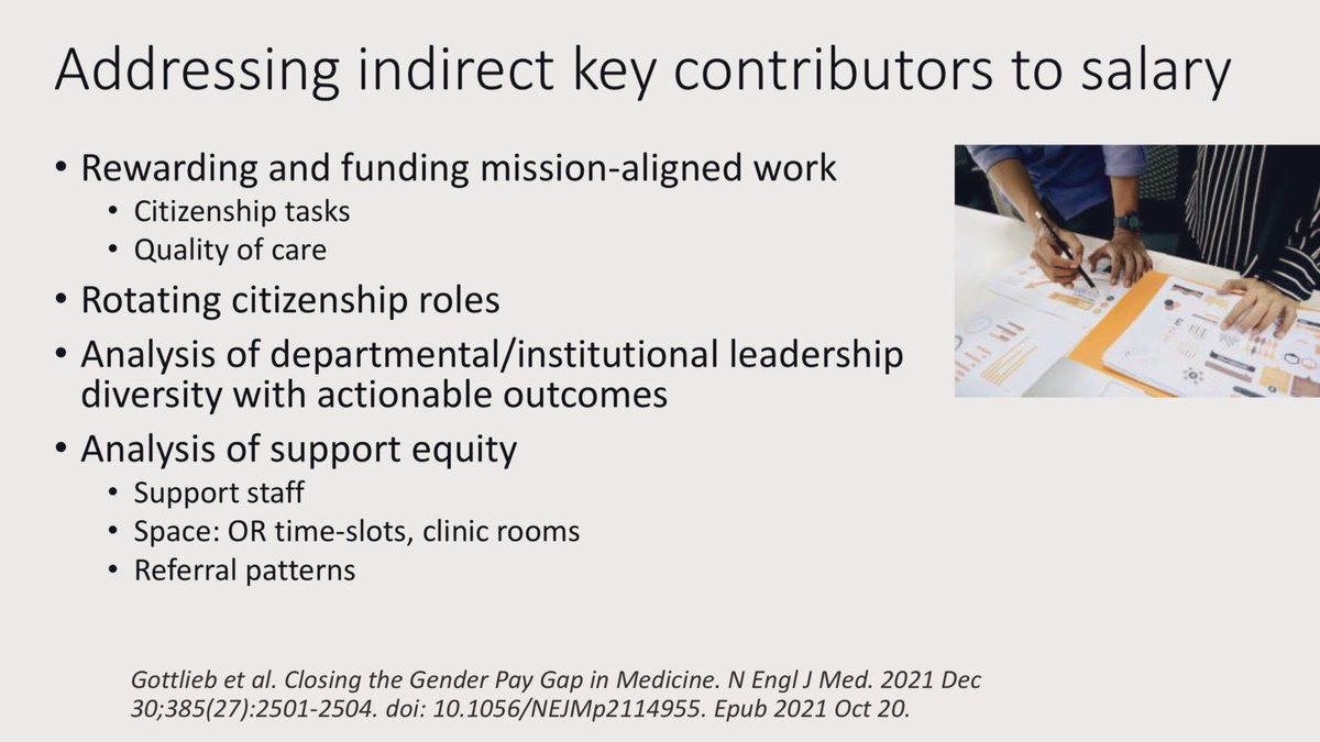 AmyOxentenkoMD's tweet photo. Excellent summary of key contributors to salary by @AllisonLarsonMD.

✳️ Leaders: find ways to minimize need for negotiation

✳️ Reasons why women w/lower productivity (would add they get more messages from pts too)

✳️ Clear steps for to achieve fairness

#SheLeadsHealthcare https://t.co/BlLAQZPjDa