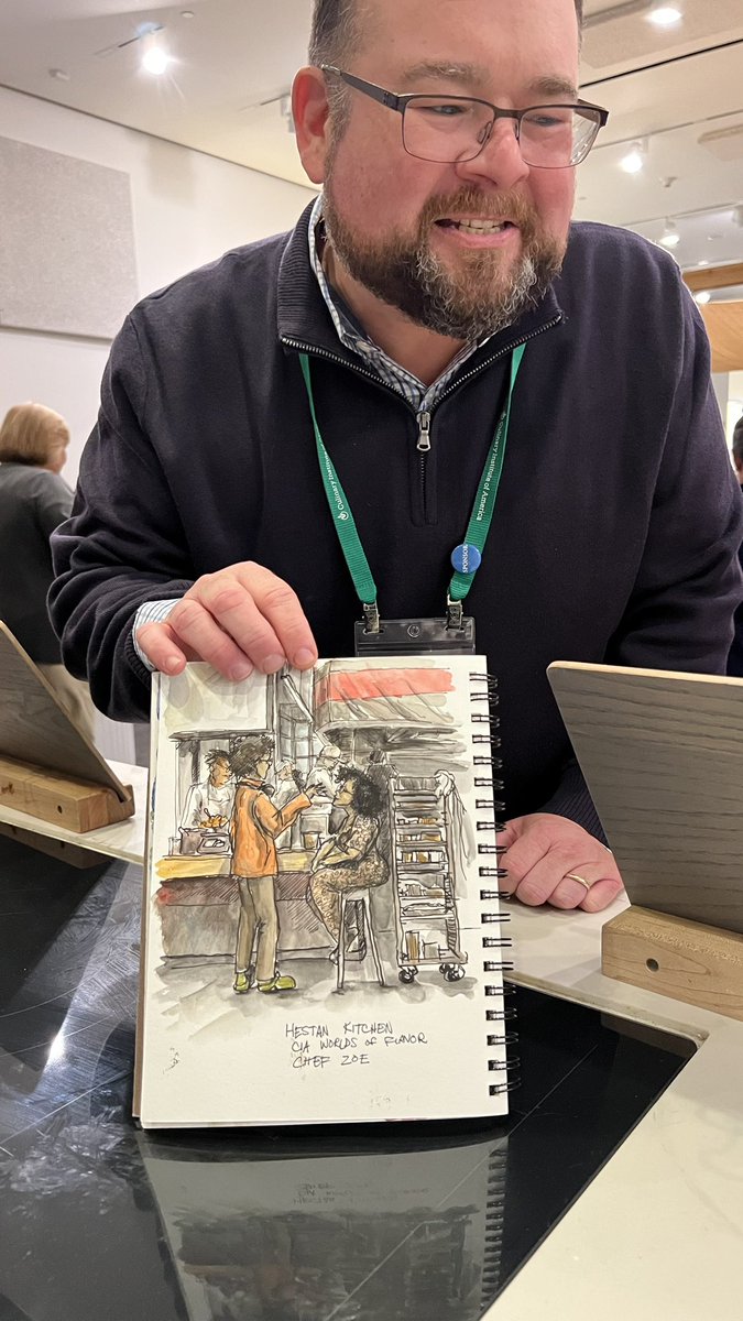 Smallorchids's tweet photo. I was @CIACulinary in Napa for #worldsofflavor and this kind human comes up to me and shows me a sketch of @ZoeAdjonyoh and myself in the prep kitchen. I’m… speechless https://t.co/tOPZRYZAxm