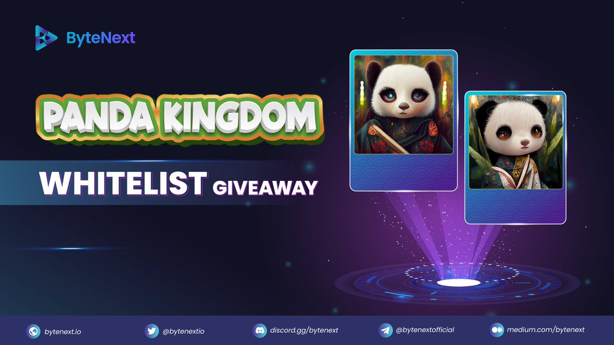 💥WHITELIST GIVEAWAY💥 

Panda is giving away numerous whitelist slots. 

⚡️ To win
1️⃣ Follow <a href="/Bytenextio/">ByteNext | Metaverse Incubator</a> &amp; <a href="/Pandakingdom_fm/">Panda Kingdom | SOLD OUT</a>
2️⃣ Like &amp; Retweet this tweet
3️⃣ Tag 3 friends &amp; cmt Flow wallet address

#NFTs #freemint #mint #airdrop #flow #pandakingdom #ByteNext #NFTGiveaways