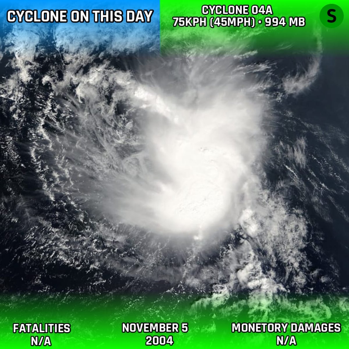 CycloneAnalyser's tweet photo. #COTD
#OnThisDay , Cyclone Four peaked in open #ArabianSea & pass over #Socatra as a #depression . https://t.co/KLLSPoK3lO