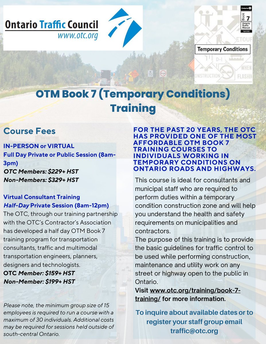 For 20 years the OTC has provided reliable and affordable Book 7 training courses. 
Contact traffic@otc.org for more information.