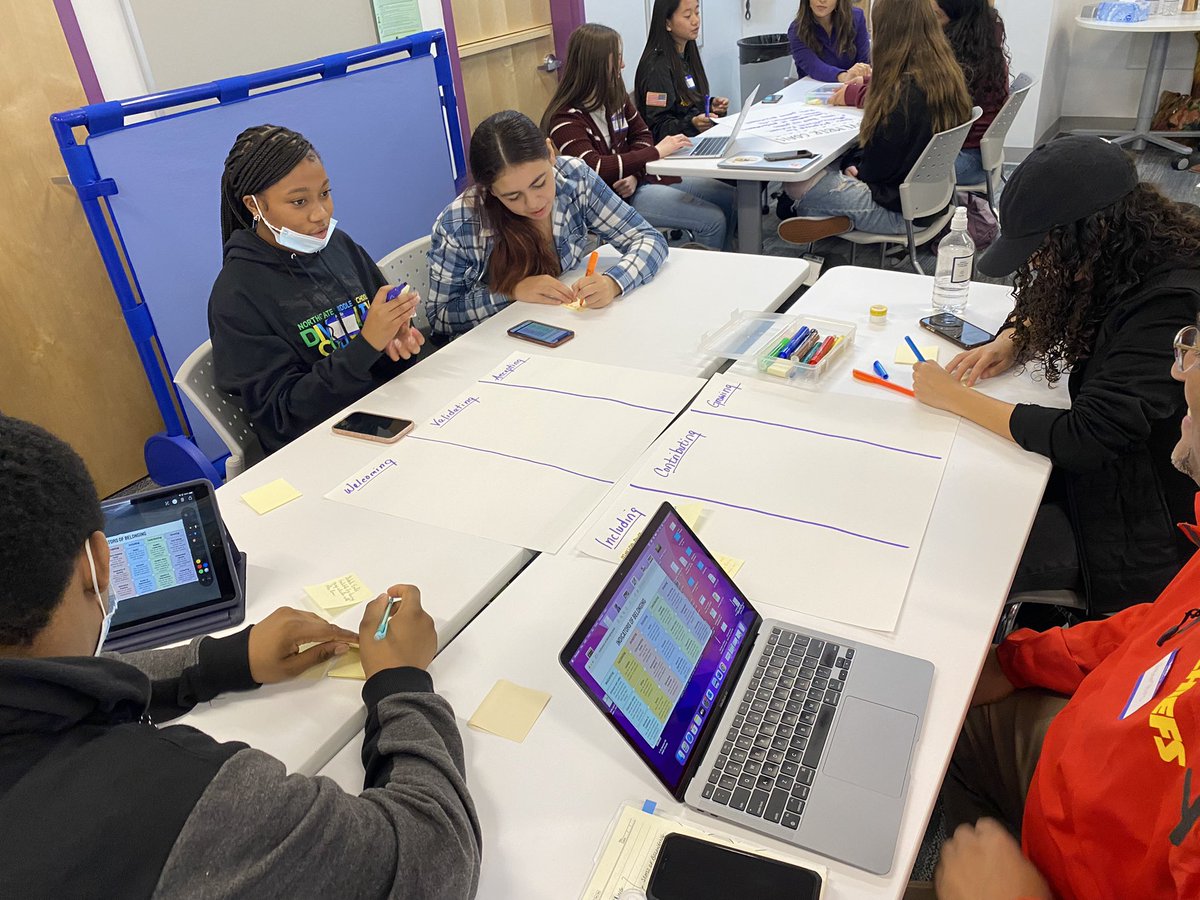Coach_RCooper's tweet photo. Listening to our @NKCSchools youth plan for their #NKCSDiversityCouncil student leaders are focused on building belonging for EACH student. This requires thinking about who is at the table and who needs to be invited.🥰 No better way to wrap up the week!  ✌🏽❤️ https://t.co/HOcKVISext