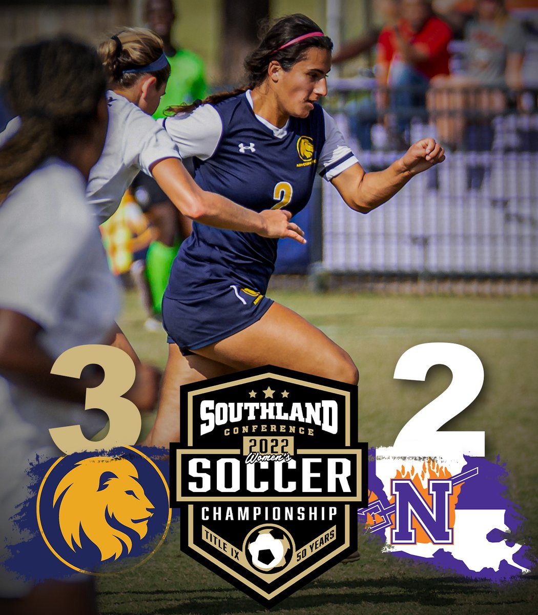 SouthlandSports's tweet photo. 𝗟𝗜𝗢𝗡𝗦 𝗣𝗨𝗟𝗟 𝗧𝗛𝗘 𝗨𝗣𝗦𝗘𝗧

@Lion_WSOC will play in their first-ever #SouthlandSoccer Championship after defeating Northwestern State in overtime! https://t.co/DD3hHANSFT