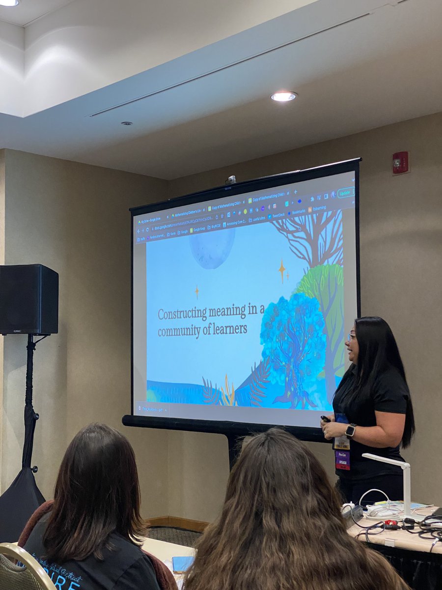 MathHiker76's tweet image. Karon Akins @TalkMath2Me is dropping some knowledge and we’re having fun Mathematizing Children’s Literature #CMCMath