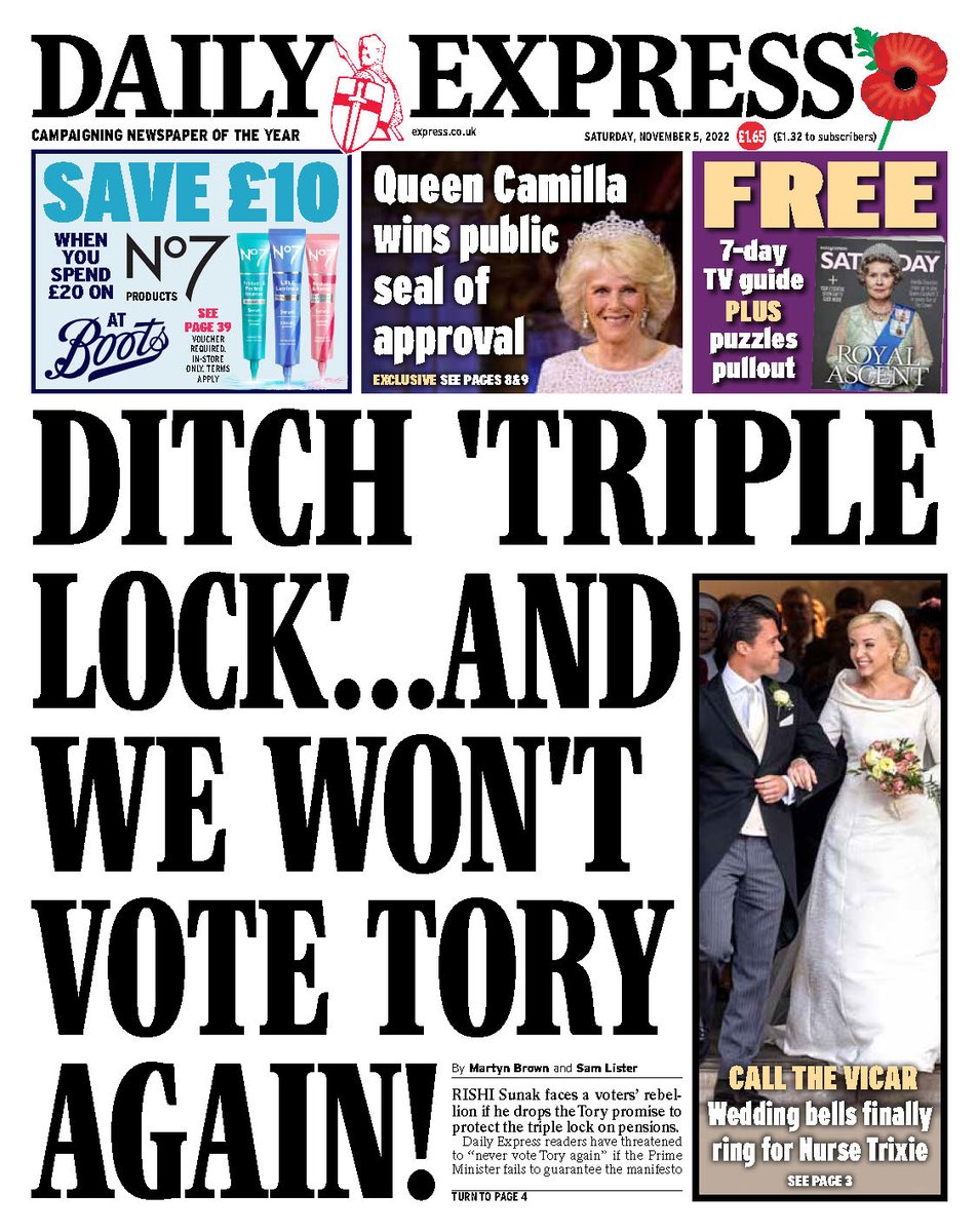 First Edition on Twitter "Saturday's Daily Express Ditch 'triple