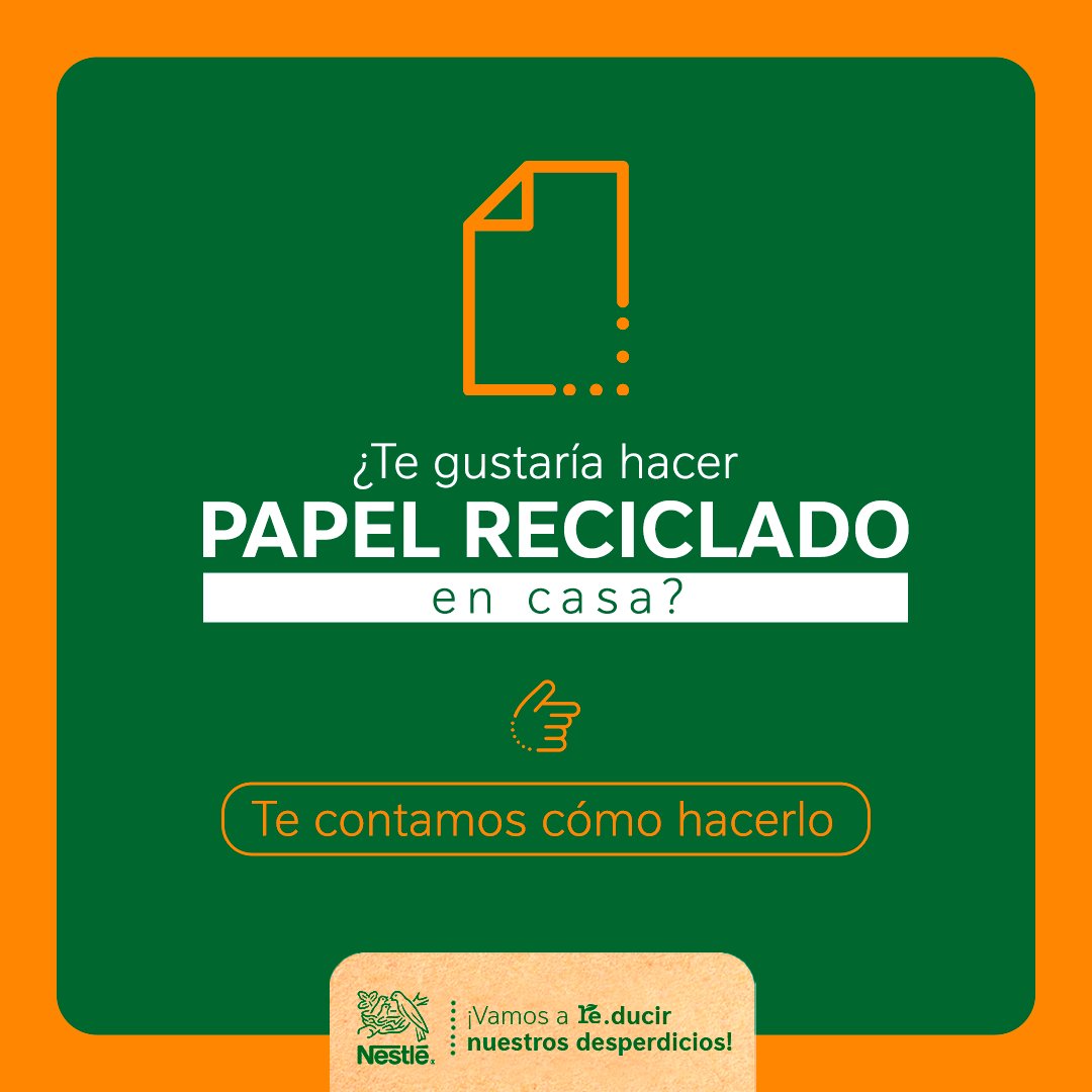 NestleContigo's tweet photo. ¿Quieres hacer papel reciclado en casa? ¡Te contamos cómo hacerlo! 📄🍃.

Visita nuestra web y descubre el paso a paso https://t.co/mH9FLR05Fl. 

#NestléContigo #ReWeek #ContigoEnElNido #FuturoLibreDeDesperdicios https://t.co/DIXd5qUm84