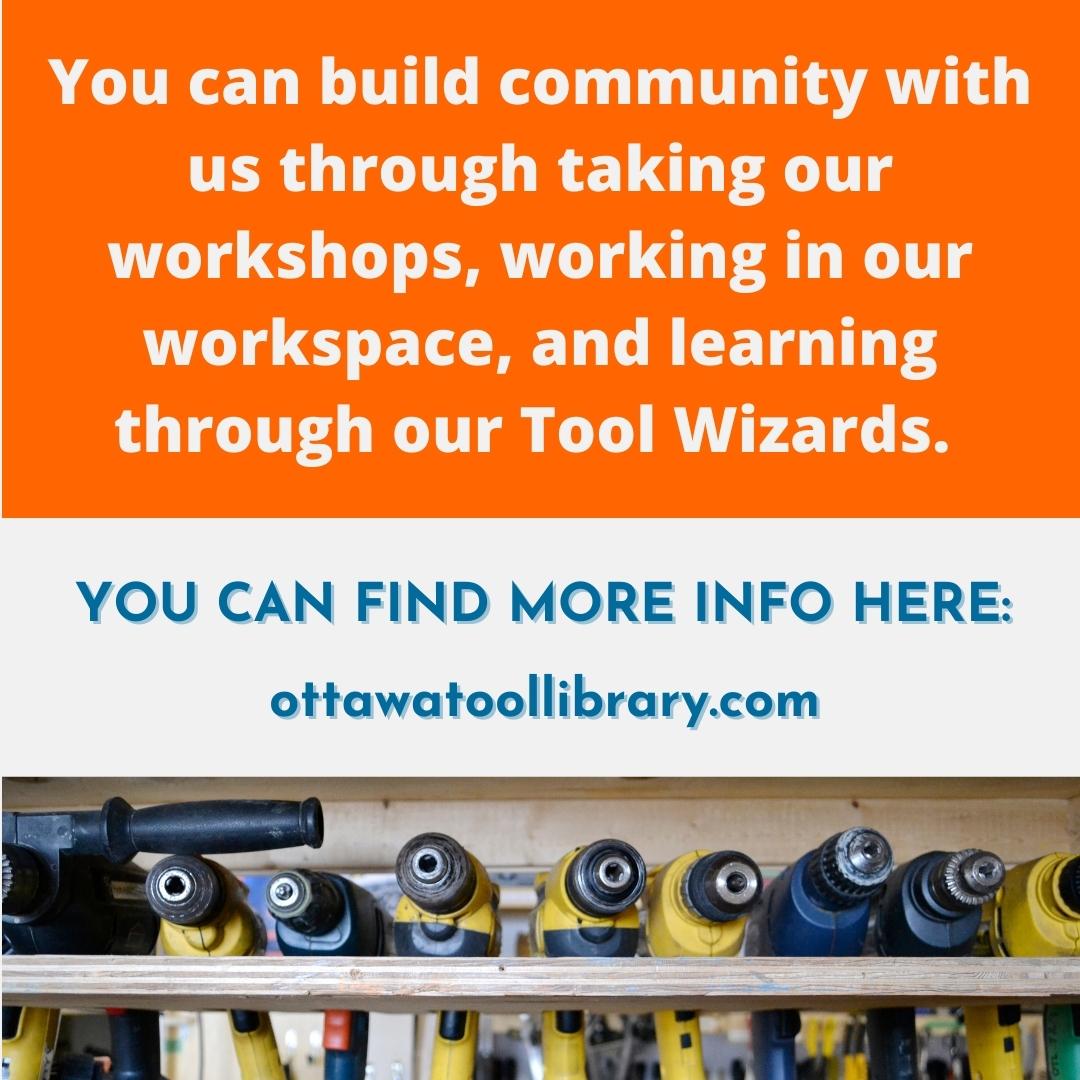 yowtoollibrary's tweet photo. Being an OTL member can help you build community by becoming part of ours!
❤️
Want more membership info? Take a look here.
https://t.co/jYtgpYDKfN
🛠
#otl #diy #community #otlcommunity #toollove #ottawa #ottawacommunity https://t.co/6o16LMVfDq