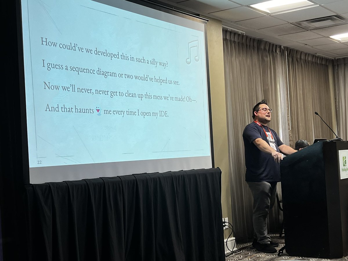 Wun Chiou, Jr (@wunch) on Twitter photo <a href="/jeremeamia/">Jeremy Lindblom</a> supplemented his #LonghornPHP talk about diagramming by literally singing 🎤 his original song about it <a href="/jeremeamia/">Jeremy Lindblom</a> supplemented his #LonghornPHP talk about diagramming by literally singing 🎤 his original song about it