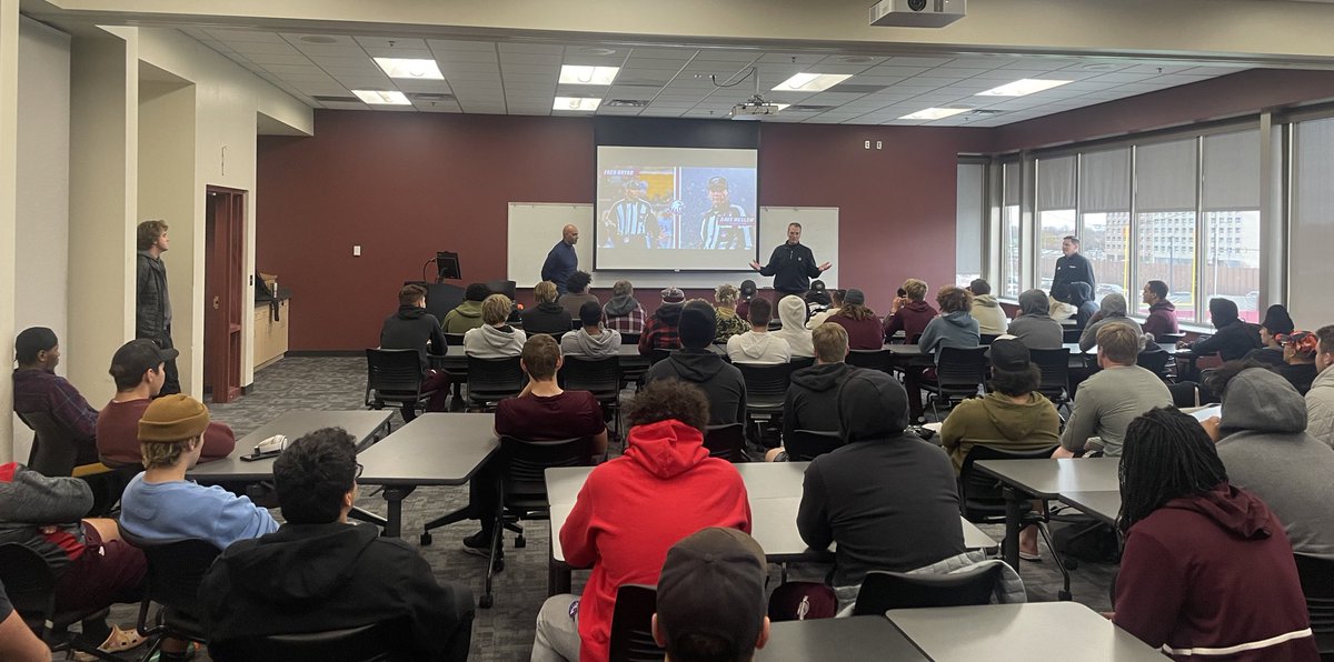Huge thank you to NFL Referees Dave Meslow (Augsburg Alumni) and Fred Bryan (Minneapolis native) for speaking to our team today! It was so great to hear their stories! #WinFromWithin