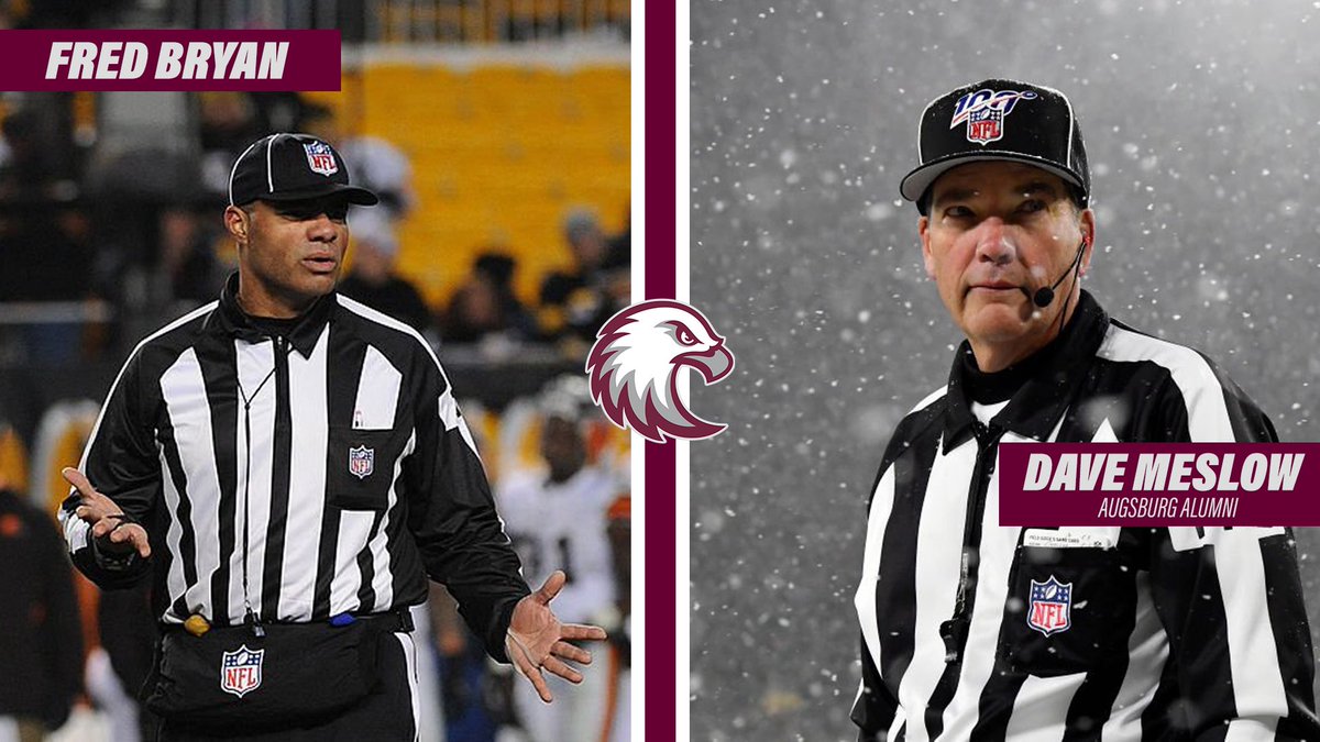 Augsburg_FB's tweet photo. Huge thank you to NFL Referees Dave Meslow (Augsburg Alumni) and Fred Bryan (Minneapolis native) for speaking to our team today! It was so great to hear their stories! #WinFromWithin https://t.co/dKtWR7o9L7