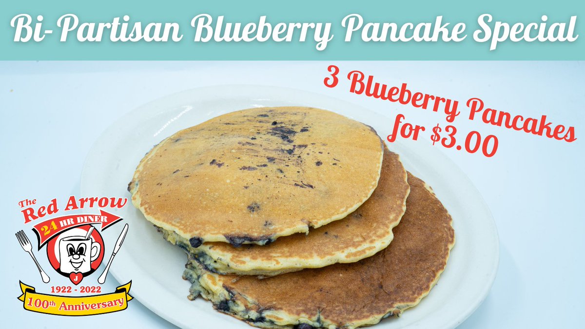 RedArrow24Diner's tweet photo. Senator Hassan and General Bolduc debated this week and agreed their favorite dish at the Red Arrow Diner is Blueberry Pancakes!
Enjoy our Bi-Partisan Blueberry Pancake Special this Election Day, November 8th!
Check out the clip: https://t.co/CFtjB5uASv
#voteNH #NHSenateRace https://t.co/2rtTdy3aOg