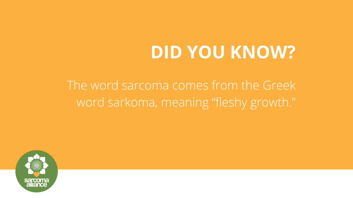 Sarcoma Alliance (@sarcomaalliance) on Twitter photo For #factfriday, we are bringing attention to the origin of sarcoma. Have you ever learned where the word sarcoma comes from?
Reference: <a href="/fredhutch/">Fred Hutch Cancer Center</a> For #factfriday, we are bringing attention to the origin of sarcoma. Have you ever learned where the word sarcoma comes from?
Reference: <a href="/fredhutch/">Fred Hutch Cancer Center</a>
