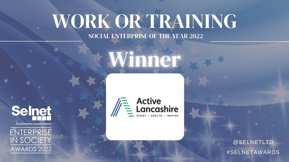 SelnetLtd's tweet photo. Scooping the Work or Training Social Enterprise of the Year award is @ActiveLancs
Recognised for their work providing work & training opps for young people, projects to reduce unemployment & how they built confidence coming out of the impacts of Covid.
#SelnetAwards https://t.co/cgGQKqmfWZ