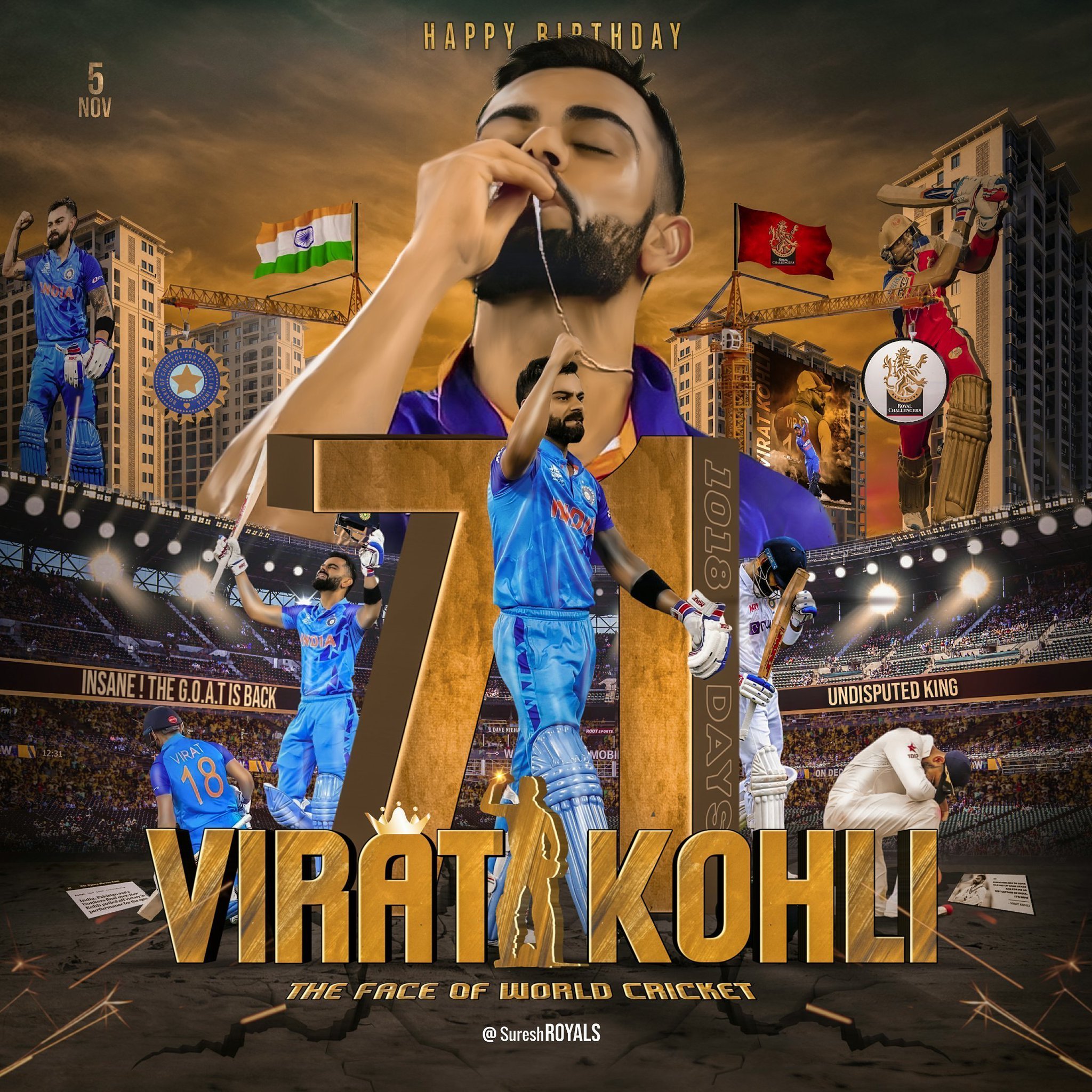 Happy Birthday Virat Kohli on the big screen.  