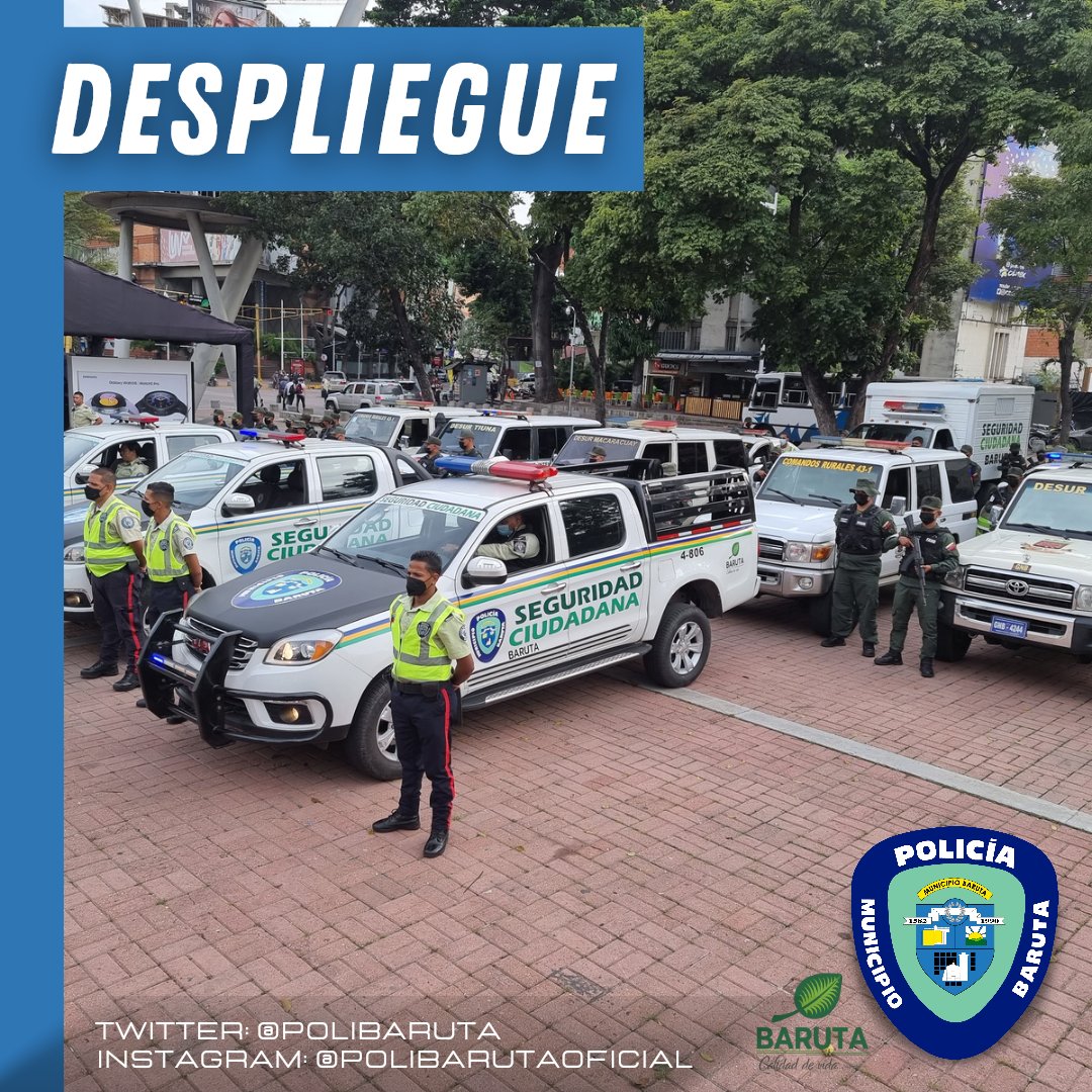 PoliBaruta's tweet photo. #Ahora Más de 140 funcionarios de #PoliBaruta #PCBaruta #GNB y #PoliMiranda se despliegan en operativo especial en todo el municipio Baruta para garantizar la seguridad de #propios y #visitantes. 

Ante cualquier eventualidad no dude en acudir a los #funcionarios. https://t.co/OwR87zAJe7
