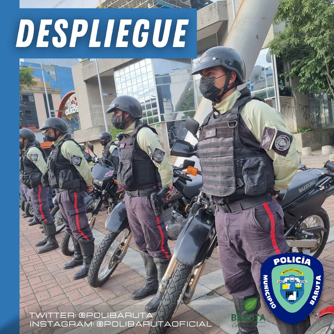 PoliBaruta's tweet photo. #Ahora Más de 140 funcionarios de #PoliBaruta #PCBaruta #GNB y #PoliMiranda se despliegan en operativo especial en todo el municipio Baruta para garantizar la seguridad de #propios y #visitantes. 

Ante cualquier eventualidad no dude en acudir a los #funcionarios. https://t.co/OwR87zAJe7