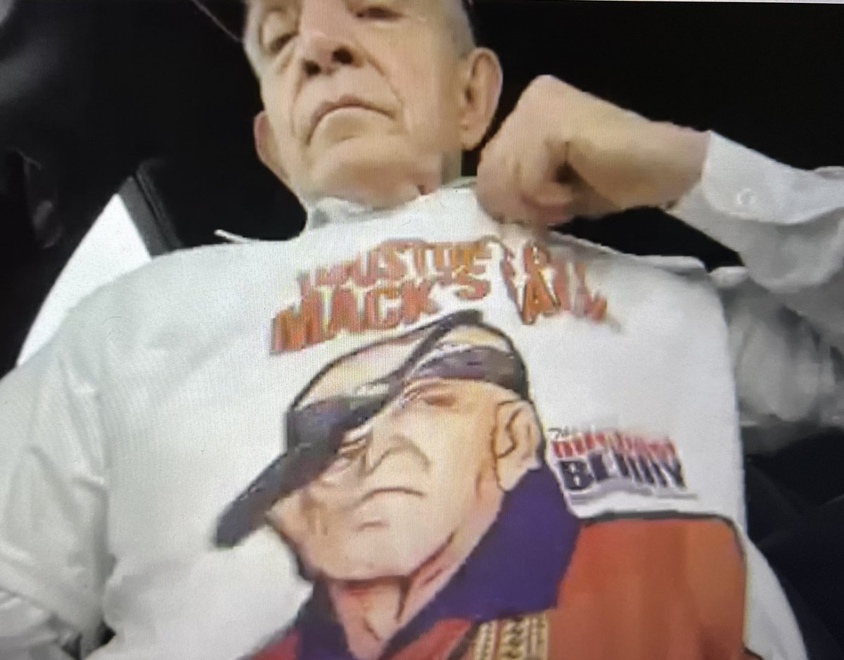 MarkBerman_'s tweet photo. This is the shirt Jim McIngvale (@MattressMack) was wearing during his Zoom interview about throwing out a ceremonial first pitch before game six of the World Series. https://t.co/Nu4CKl72Ws