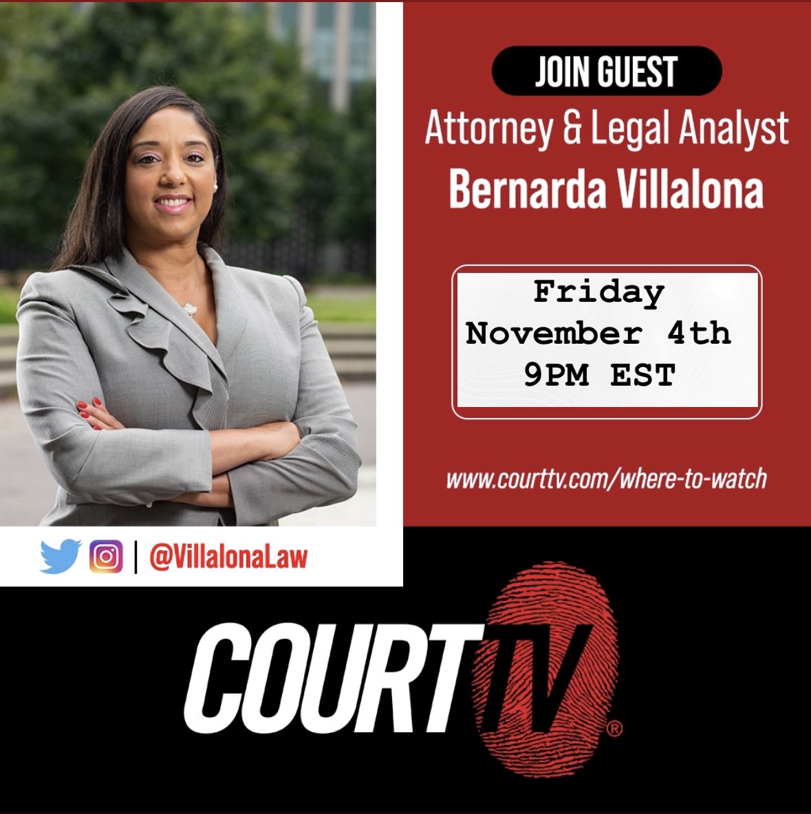 VillalonaLaw's tweet photo. Back at it 📺🎤! @CourtTV
Bernarda Villalona
Legal Slayer™
Legal Analyst 📺🎥
Criminal Defense Attorney⚖️
Former Prosecutor
You Can’t Teach Hustle.
🇩🇴🇺🇸💗💚🦁Brooklyn.
#legalslayer #legalanalyst #courttv #formerprosecutor #criminaldefense #trialanalysis #villalona https://t.co/4w5LJB3ngK