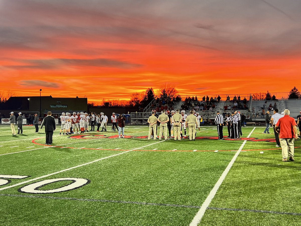 toppernation's tweet photo. Good evening from Chardon Memorial Field, where the Hilltoppers are about a half hour away from Week 12 kickoff https://t.co/JLGn4BOleg