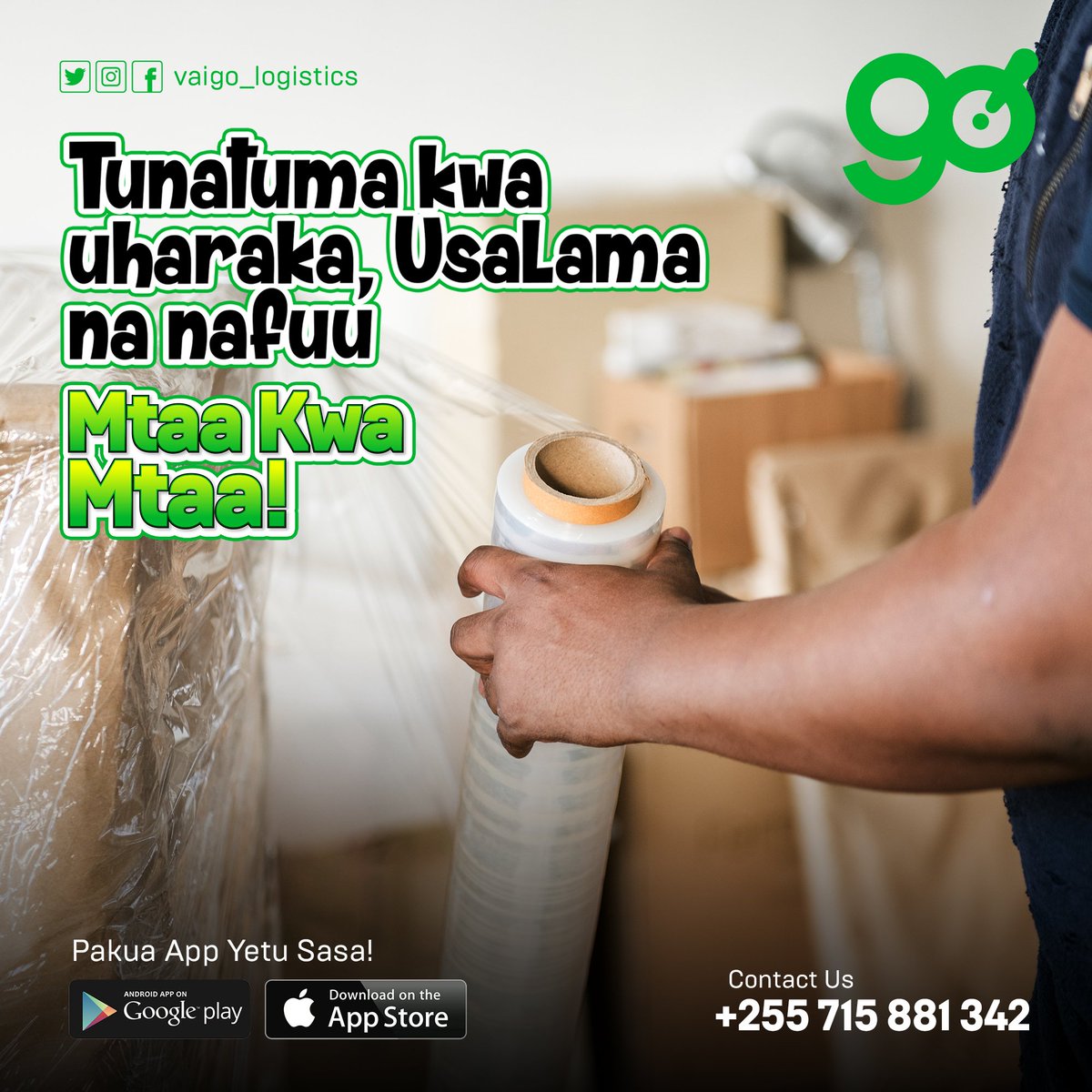 VaiGo_logistics's tweet photo. Duh! Mizigo imeharibika wakati wakusafirisha!

Unavyo fungasha, ndivyo inavyo safirishwa. Huduma za usafirishaji hazichukui hatua za kudhibiti usalama wa mizigo yako. 

Vaigo, tuna vifaa bora zaidi vya kuhakikisha mizigo, vifurushi au maboxi yako yanafika bila uharibifu. 
#VaiGo https://t.co/lDBijvdtr0